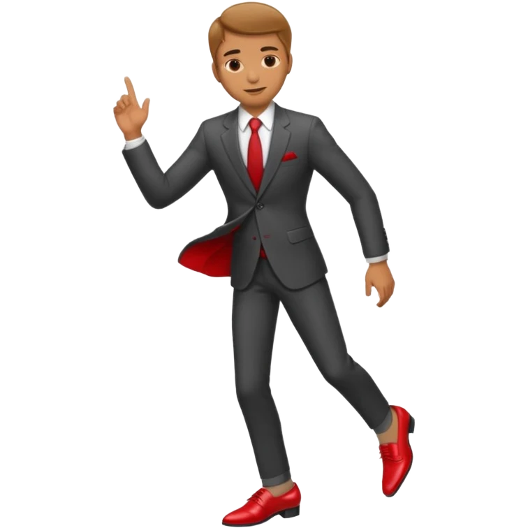 man with glasses wearing a suit and red shoes emoji