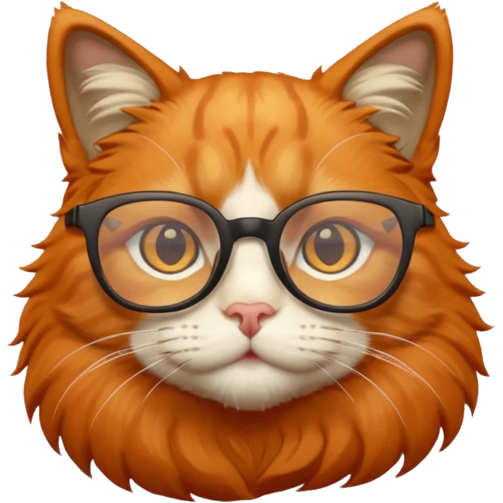 Orange cat wearing nerdy square glasses. emoji