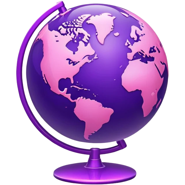 purple globe with pink network lines, shiny and simple emoji