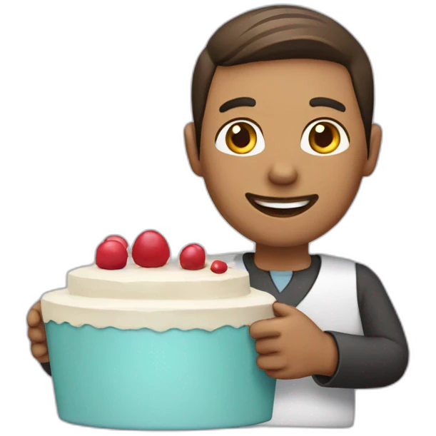 Employer with a cake in hands emoji