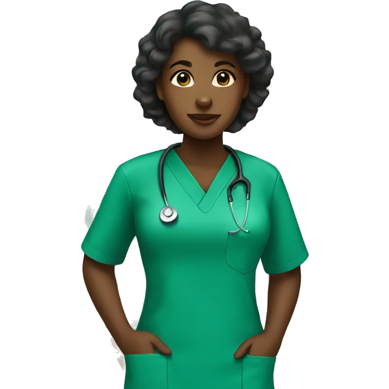 Black girl wearing green scrubs  emoji