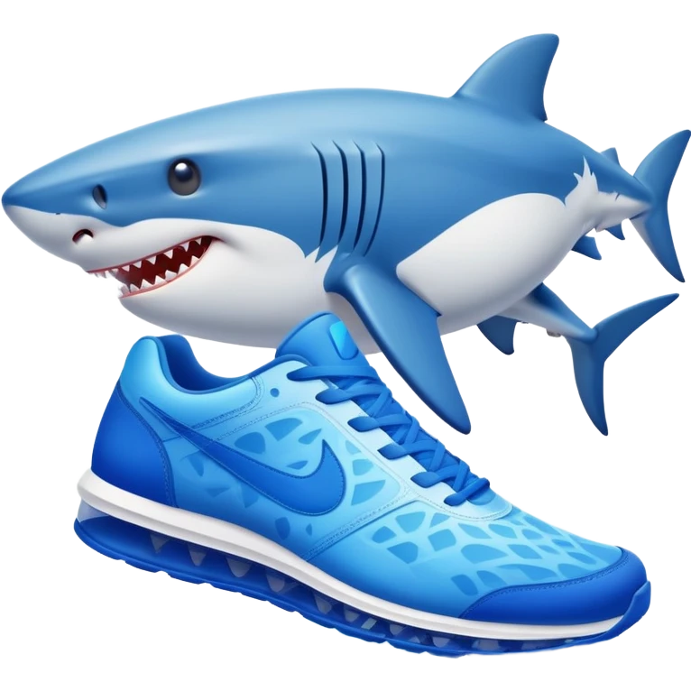 Shark with blue nike shoes in the coast of the beach emoji