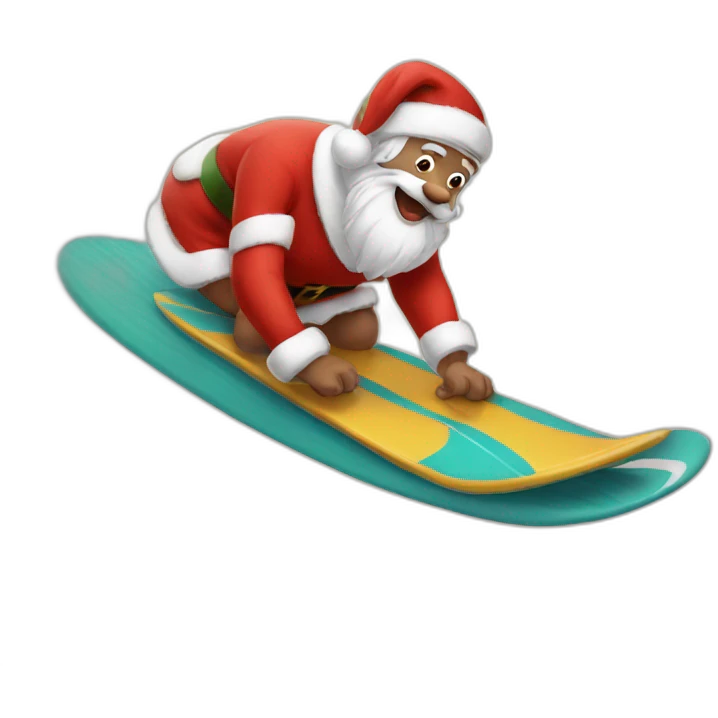 Santa-surfing emoji
