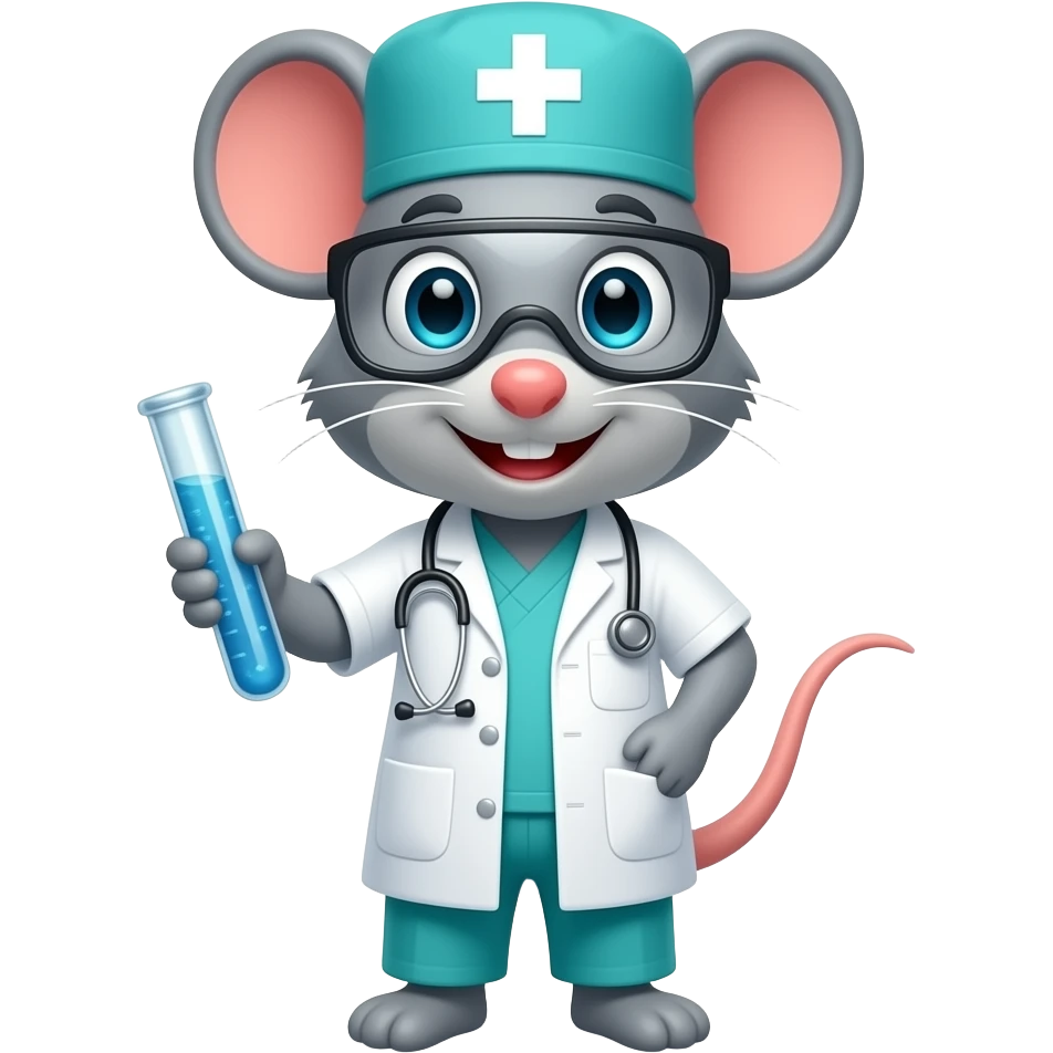 Mouse dressed as a surgeon holding a scientific tool emoji