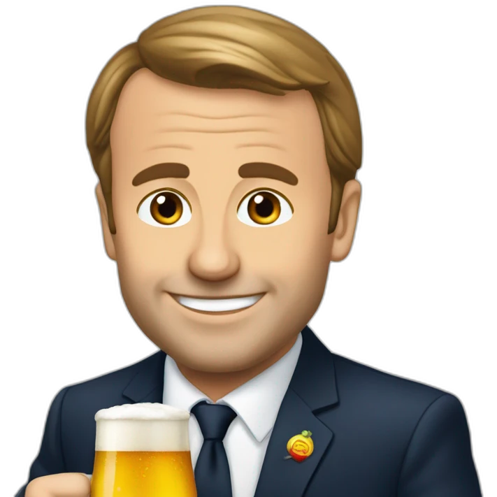 Macron buvant une bière emoji