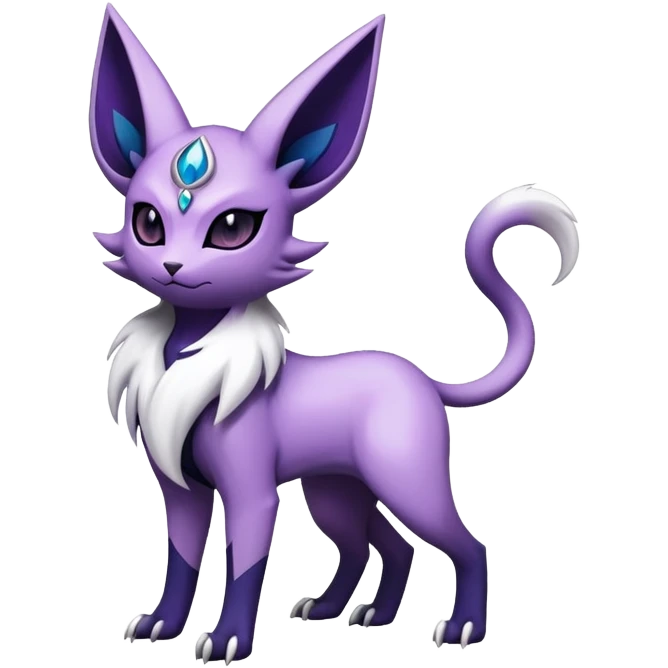 Shiny Exotic Badass Mystical Mysterious Gothic Espeon-Absol-Pokémon-Fakémon-hybrid-creature (full body) emoji