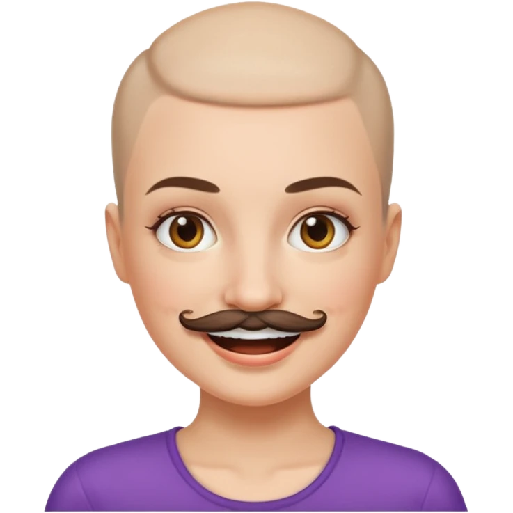 WOMEN BALD AND MUSTACHE emoji