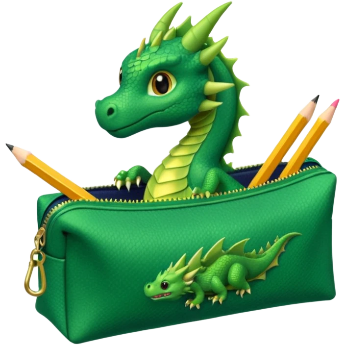 small green dragon inside the pencil case hidden emoji