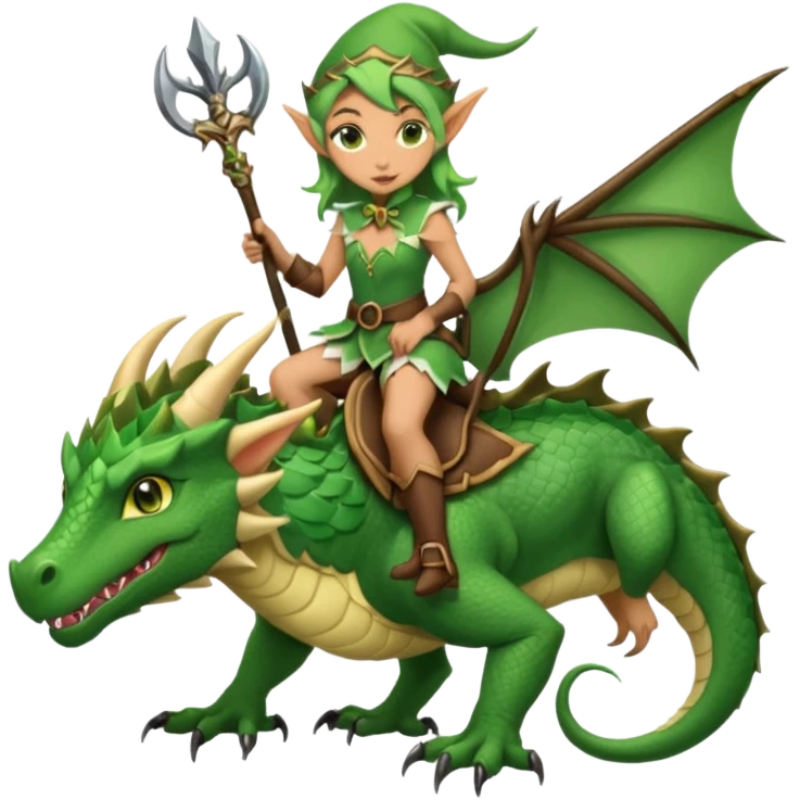 Elf dragon-tamer with bow riding a scaled beast emoji