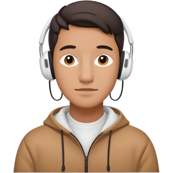 A face exactly like this « 😶 » and wearing airpods max emoji