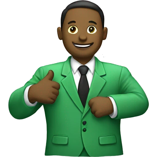 teamwork handshake. make the suit jakets green emoji