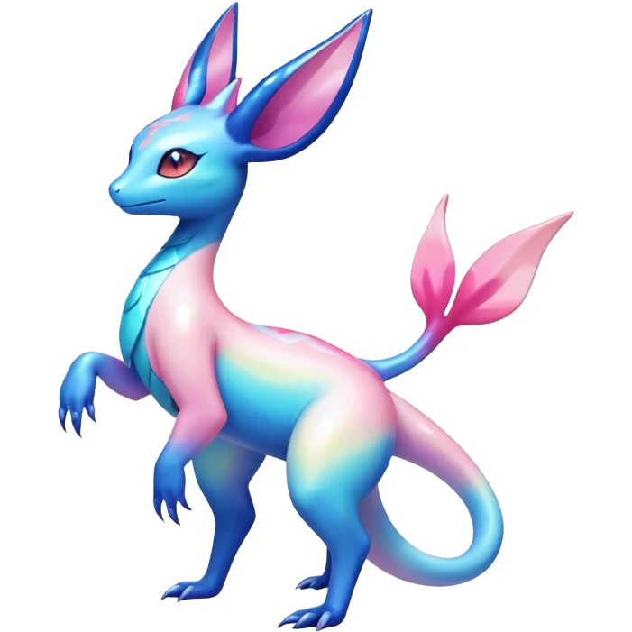 Colorful Shiny Exotic Amaura-Salandit-Aurorus-Sylveon-Fakémon-hybrid-creature (full body)  emoji