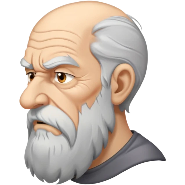old angry man in profile view with gray hair and long beard emoji