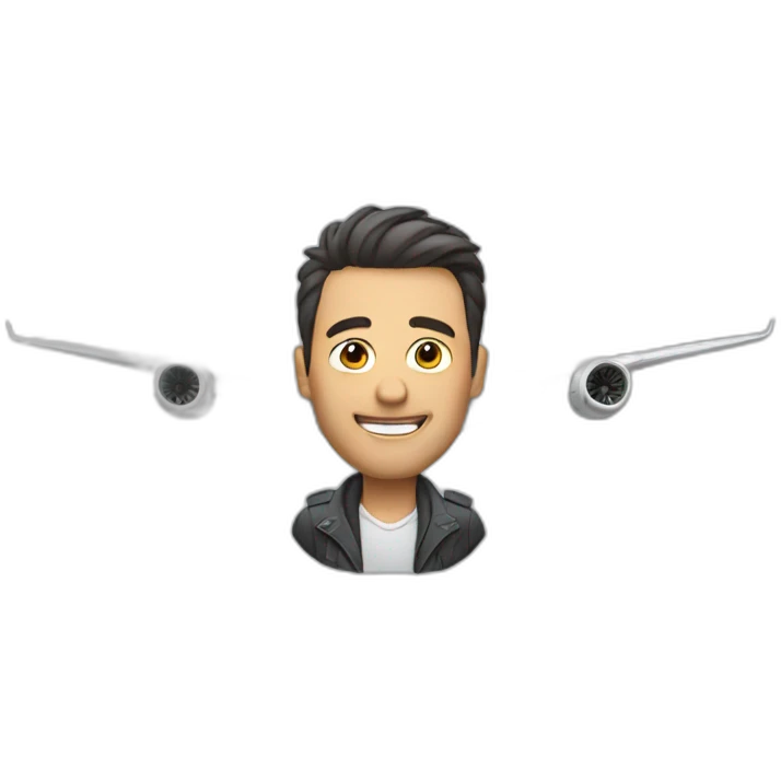 Man turning into an airplane emoji