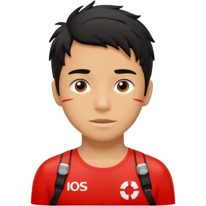 Lifeguard Teenager with Black messy hair saving lives emoji
