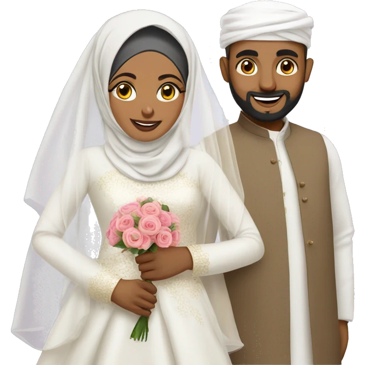 Black Hijabi and Desi Muslim wedding emoji