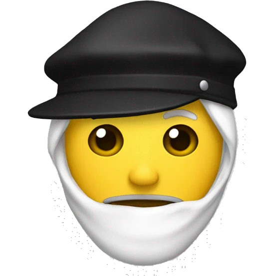 Ladrón de piel amarilla con antifaz negro,gorro negro y camisa negra y blanca emoji