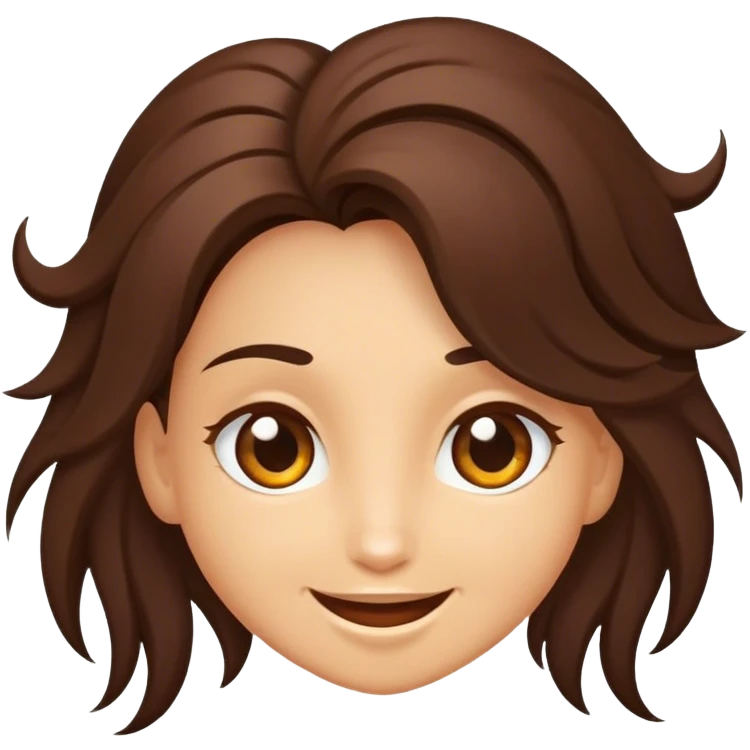 Crie um emoji de uma menina com cabelo cacheado e castanho escuro, pele parda, olhos castanhos e um sorriso bem destacado. Ela tem uma expressão amigável e confiante, transmitindo uma sensação de alegria e simpatia.  emoji