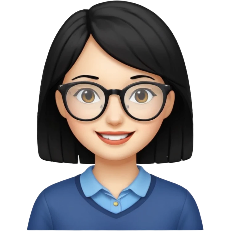 girl black hair and glasses emoji