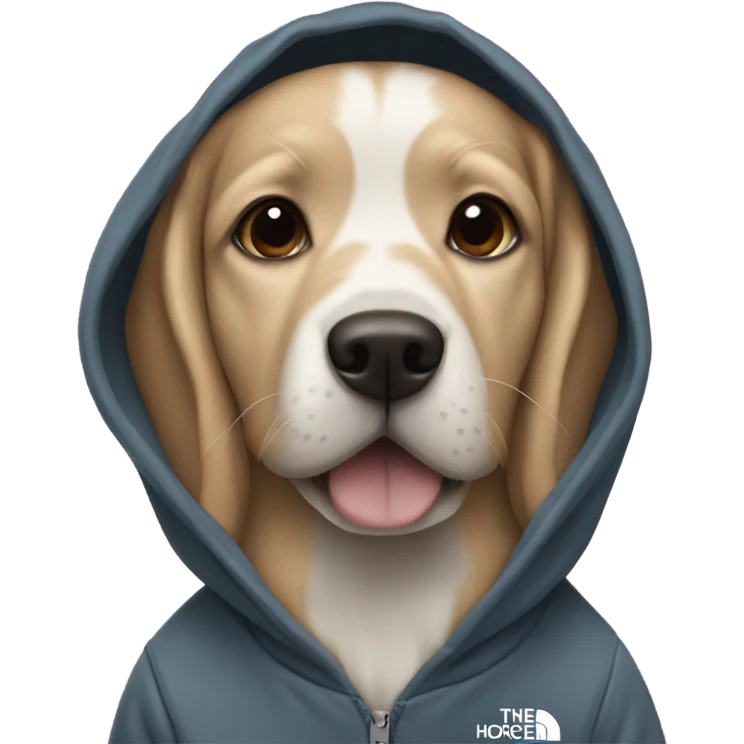 Dog wearing a north face hoody  emoji