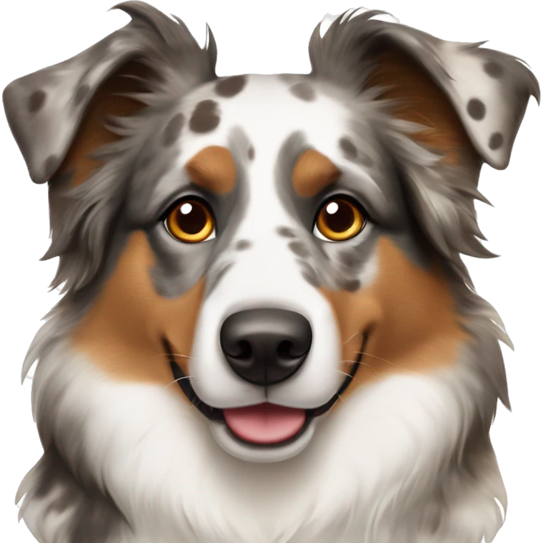 Brindle Australian Shepard that’s white with brown spots and a couple of spots on its nose emoji