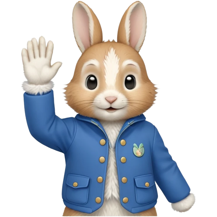 Peter rabbit waves hello emoji