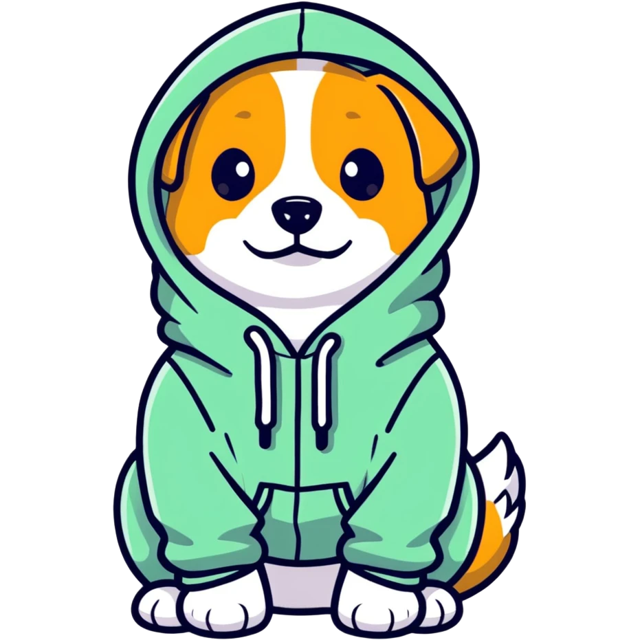 Dog wearing a hoodie emoji