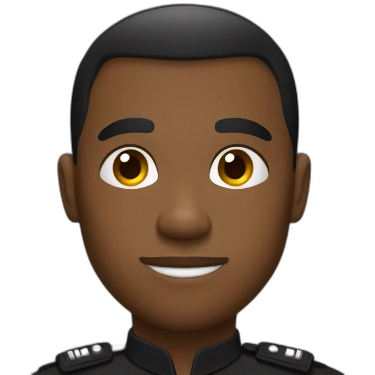 black man with undercut and snot brake in black uniform emoji