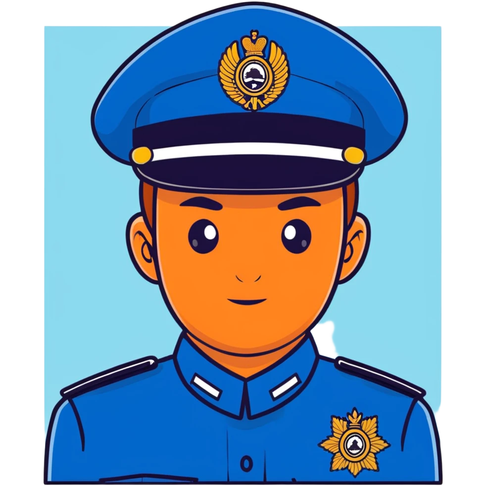 Russian police officer with traditional police cap and blue uniform emoji