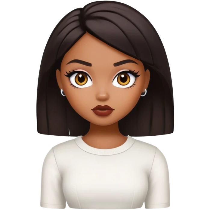pretty bratz baddie dark short hair, brown skin emoji