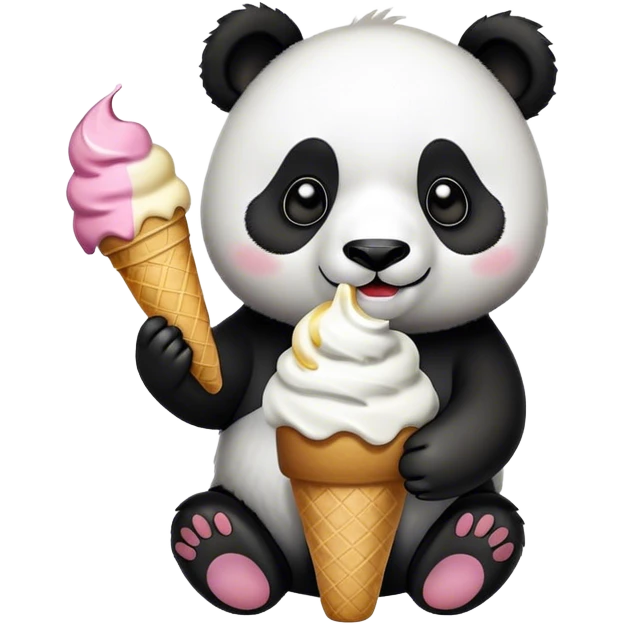 Panda eating ice cream emoji