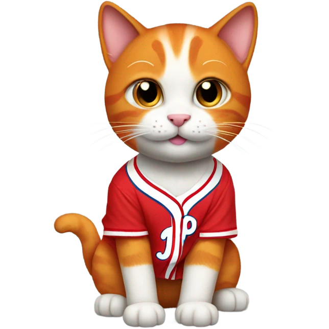 cute orange cat in philadelphia phillies shirt emoji