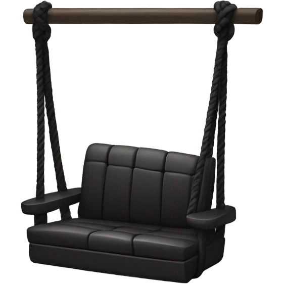 black rope swing hanging from a door with black rope and leather seat emoji