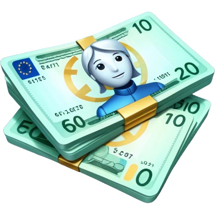 Digital cyber euro bills  emoji
