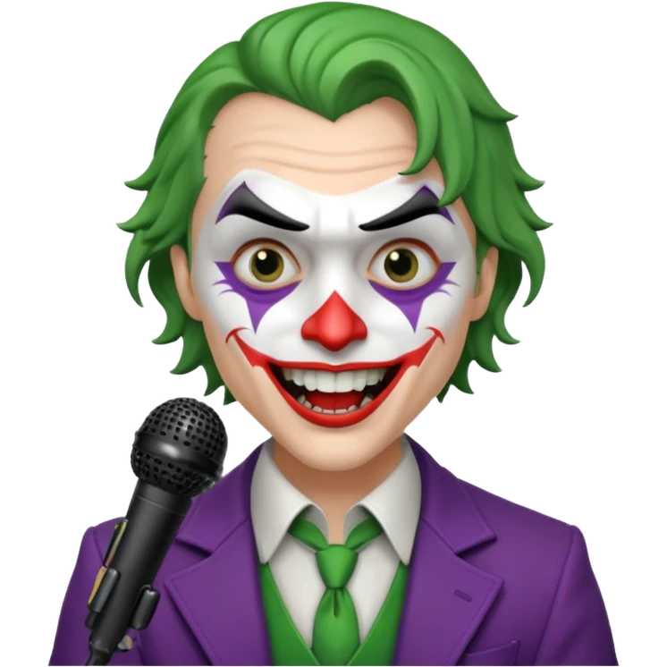 joker with, microphone, singing emoji