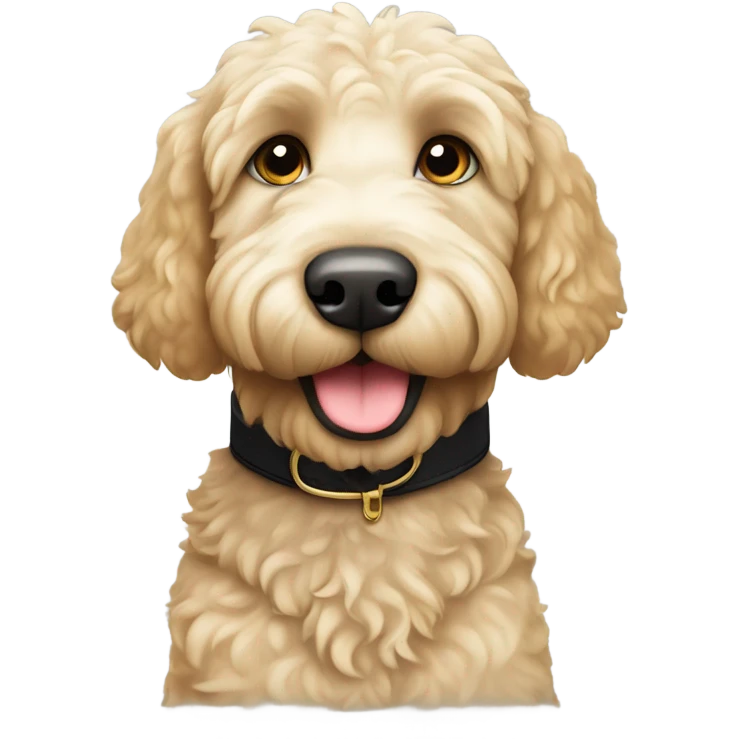 White/Golden giant labradoodle with black collar emoji