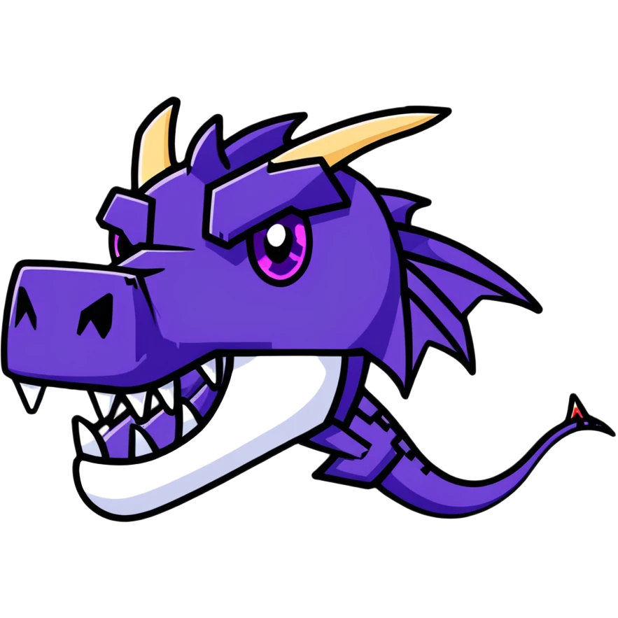 Minecraft black dragon head with purple eyes emoji
