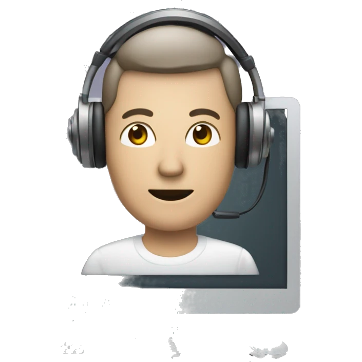 Webinar Emoji 
Design Idea: A computer monitor with a speaker icon.man at computer with a headset emoji