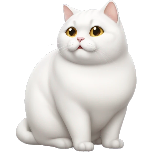 chubby white cat with a belly emoji