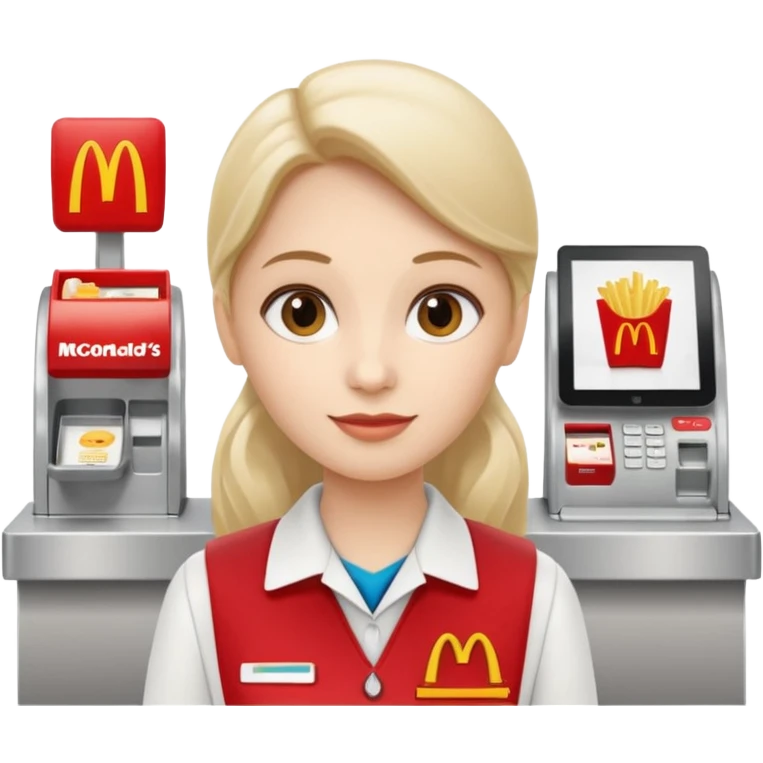 white cashier at McDonald's counter emoji