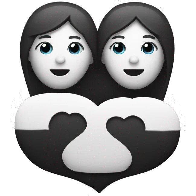 Half black and half white heart emoji emoji
