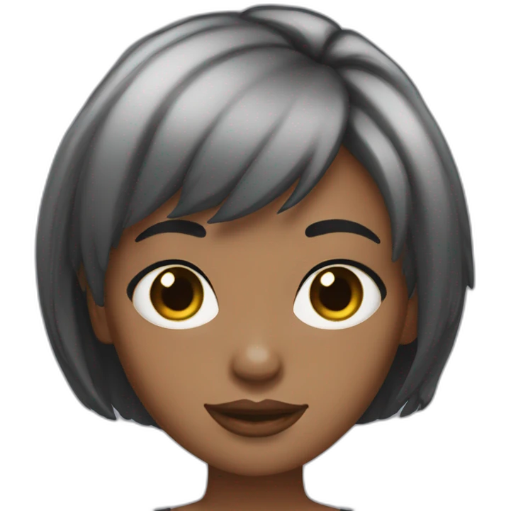 black short hair girl eyerlines emoji