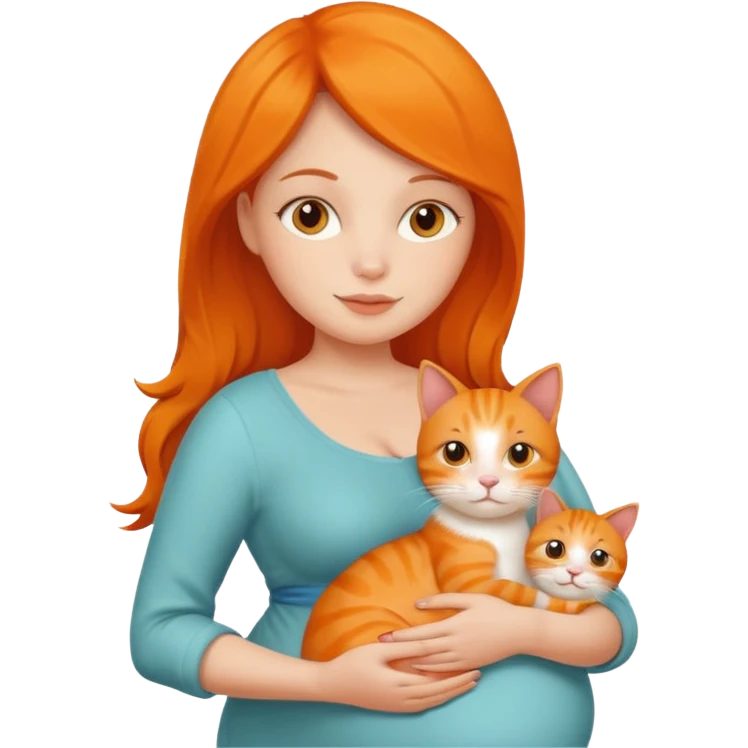 pregnant woman with orange cat emoji