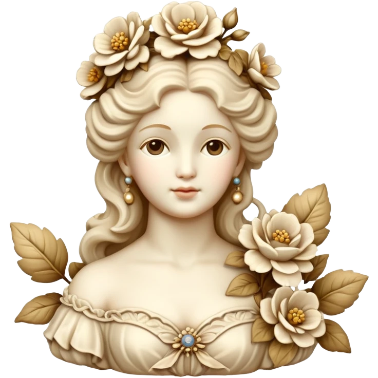 vintage rococo beige dainty floral statue emoji