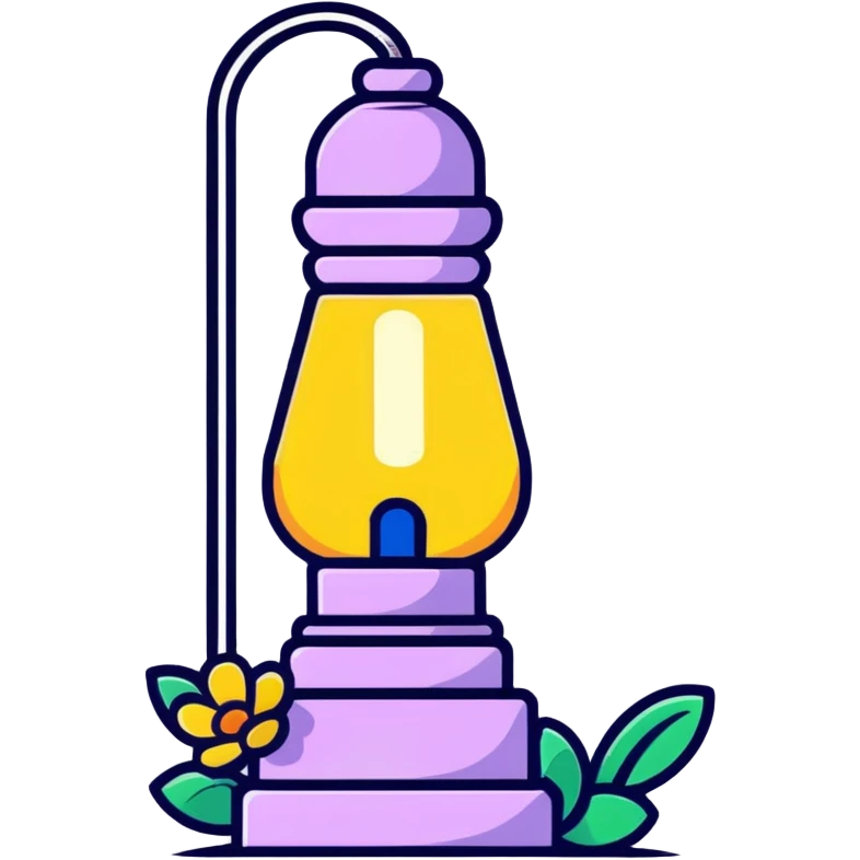 May Day festive lamp with spring decorations emoji