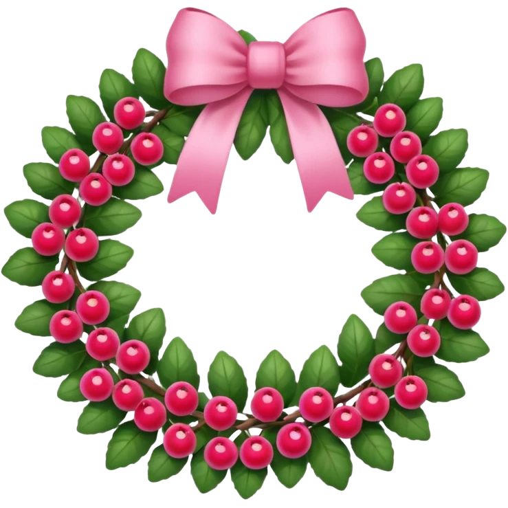 pink ornament wreath with berries emoji