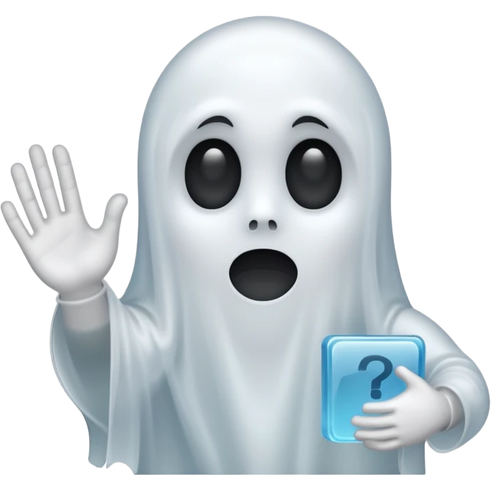 A ghost holding a large blank sign emoji