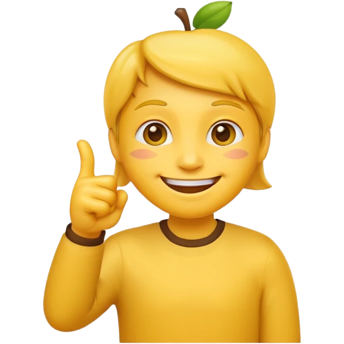 Classic apple style yellow emoji face smiling with hand in frame with their thumb and pointer finger crossed emoji