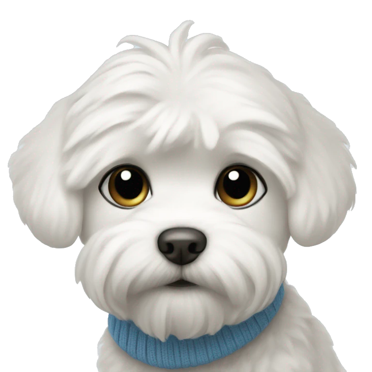White maltese puppy with blue sweater emoji