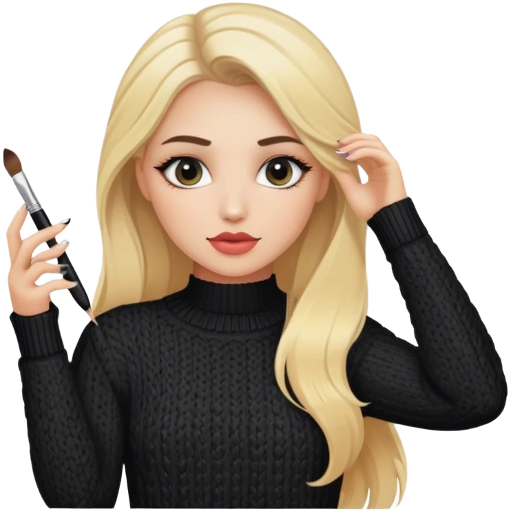 luxury blonde makeup artist wearing black knitted sweater emoji
